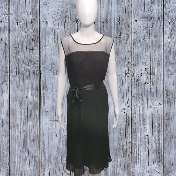 NWT Avenue, Sheer Neck with Pleated Dress. Size: 20, Color: Black - Picture 3 of 6